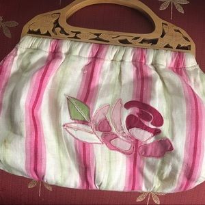 Retro Preppy Bag Pink Green Stripes
